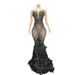 Women's Clothing Black Rhinestone Feather Dress Mesh Red Evening Dress Elegant Dress_ecoleips.com
