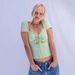 Voya Women's Spring And Summer New Sexy T-shirt Short Sleeved T-shirt Unique Design Sense Short Hollow Top_ecoleips.com