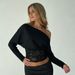 European American Style Basic Lace Patchwork Off-shoulder Design, Waist-cinching Long-sleeve Top With A Ladylike And_ecoleips.com