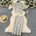 Women's Clothing Knitted Suit For Women Summer High End Round Neck Short Sleeved Bowknot Printed Top High Waist Hip Skirt_ecoleips.com