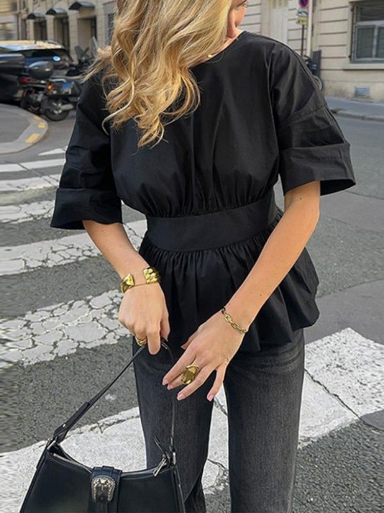 Women's Back-Tie Summer Blouse - Chic Sleeveless Wrap Top With Waist Belt (S-XL, Black) - Instagrammable Casual Shirt_ecoleips.com