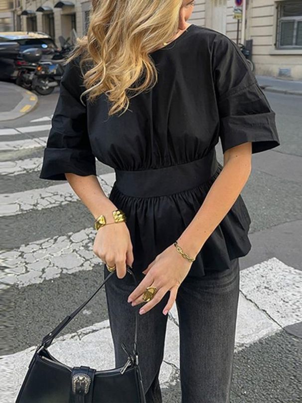 Women's Back-Tie Summer Blouse - Chic Sleeveless Wrap Top With Waist Belt (S-XL, Black) - Instagrammable Casual Shirt_ecoleips.com