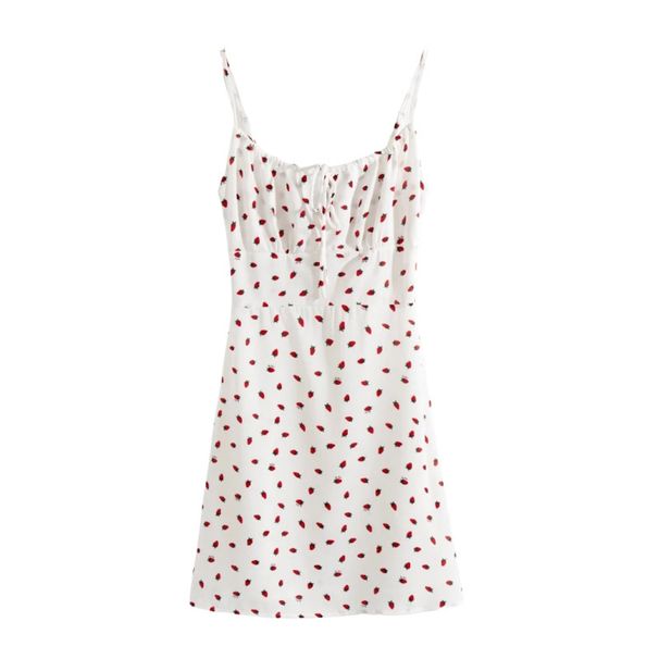 2024 Summer New Cross-Border Wholesale European And American Women's French Retro Floral Print Short Strap Dress_ecoleips.com