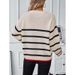 Women's Autumn/Winter Casual Long-Sleeved Knitted Sweater With Contrasting Color Stripes And Hood_ecoleips.com