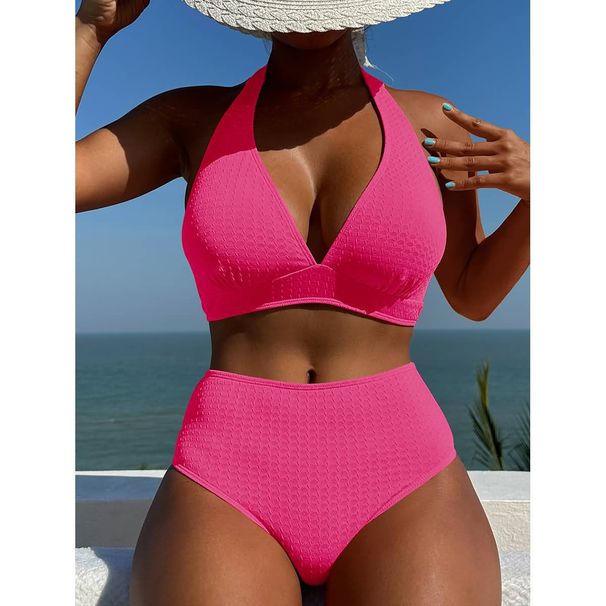 European And American Women's Sexy Bikini Two-Piece Backless Swimsuit with Ribbon_ecoleips.com