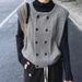 Women's crew neck knitted casual vest_ecoleips.com