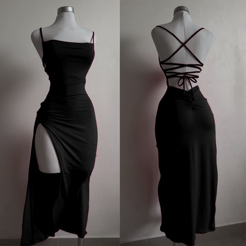 Women's Sexy Halter Backless Lace Up High Slit Bodycon Maxi Dress – Summer Party Club Gown 2026_ecoleips.com