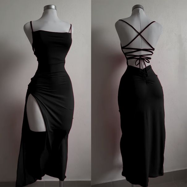Women's Sexy Halter Backless Lace Up High Slit Bodycon Maxi Dress – Summer Party Club Gown 2026_ecoleips.com