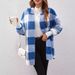 Women's Plaid Fleece Hooded Longline Cardigan Coat – Warm Loose Fit Oversized Outerwear For Autumn Winter_ecoleips.com