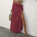 Boho Beach Wrap Skirt With Tassel Trim – Flowy Asymmetrical Maxi Skirt For Women, One-Piece Design, Adjustable Tie Waist, Versatile Summer Outfit_ecoleips.com