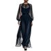 New European And American Women's Fashion Long Dress, French-style Elegant Black Waist-cinching Two-piece Mesh Dress_ecoleips.com