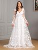 Women's Clothing Autumn And Winter New Long Sleeved V Neck Large Swing Trailing Lace Dress Wedding Dress_ecoleips.com