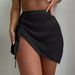 Women's Clothing Beach Vacation Skirt Knitted Hollow Hip Drawstring Sexy Perspective Beach Skirt_ecoleips.com