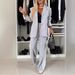 Women's European American Style Fashion Temperament Solid Color Casual Suit Lapel Color Blocking High Waisted Trousers Two Piece Set 2025_ecoleips.com
