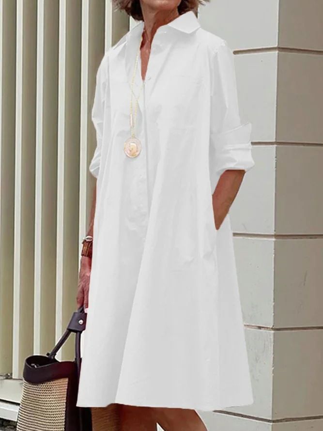 Women's Clothing Women's Simple Loose Shirt Dress Long Sleeve Fashion Clothing_ecoleips.com
