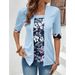 K New Fake Two-piece Five Quarter Sleeve Printed Women's Top T-shirt_ecoleips.com