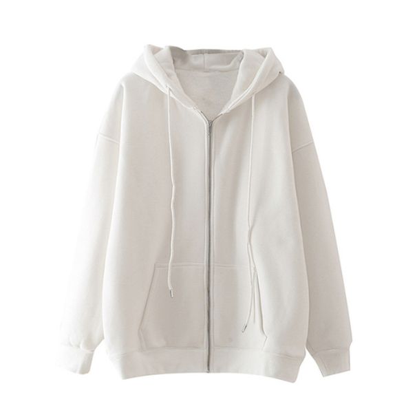 Unisex Cotton Blend Zip-Up Hoodie With Fleece Lining - Oversized Blank Casual Sweatshirt For Men & Women_ecoleips.com