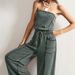 Spring/Summer Women's Sleeveless High Waisted Wide Leg Jumpsuit Solid Color Casual Slim Fit Tank Pants_ecoleips.com