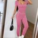 Women's Clothing 2025 Spring And Summer European And American Sports Yoga Solid Color Two Piece Suit_ecoleips.com
