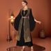 Women's Clothing Arabic Retro Gold Embroidery Black Robe_ecoleips.com