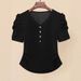 Women's Clothing New Style Puff Sleeve Slim Short Sleeve High End Niche Pleated T Shirt Female Slim Top Ins_ecoleips.com