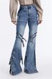Women's Clothing Women's Slim Fit Distressed Cargo Jeans Lace Up Details High Street Style Spring Flattering Slightly Flared Denim_ecoleips.com