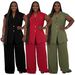 Plus Size V-Neck Sleeveless Two Piece Set Casual American Style Fashion Spring/Summer Pant Suit_ecoleips.com