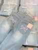 New 2025 Women's Designer Bow Embroidered Jeans High-Waisted Straight-Leg Summer Retro Wide-Leg Pants Casual Cotton Fashion_ecoleips.com