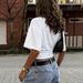 Women's V-Neck Short Sleeve T-Shirt With Waist-Defining Pleats - Elegant Solid Color Top For Casual Chic_ecoleips.com