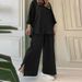 Women's Clothing Two Piece Suits Women's Long Sleeved Shirt Solid Color Pants Wide Leg Suit_ecoleips.com