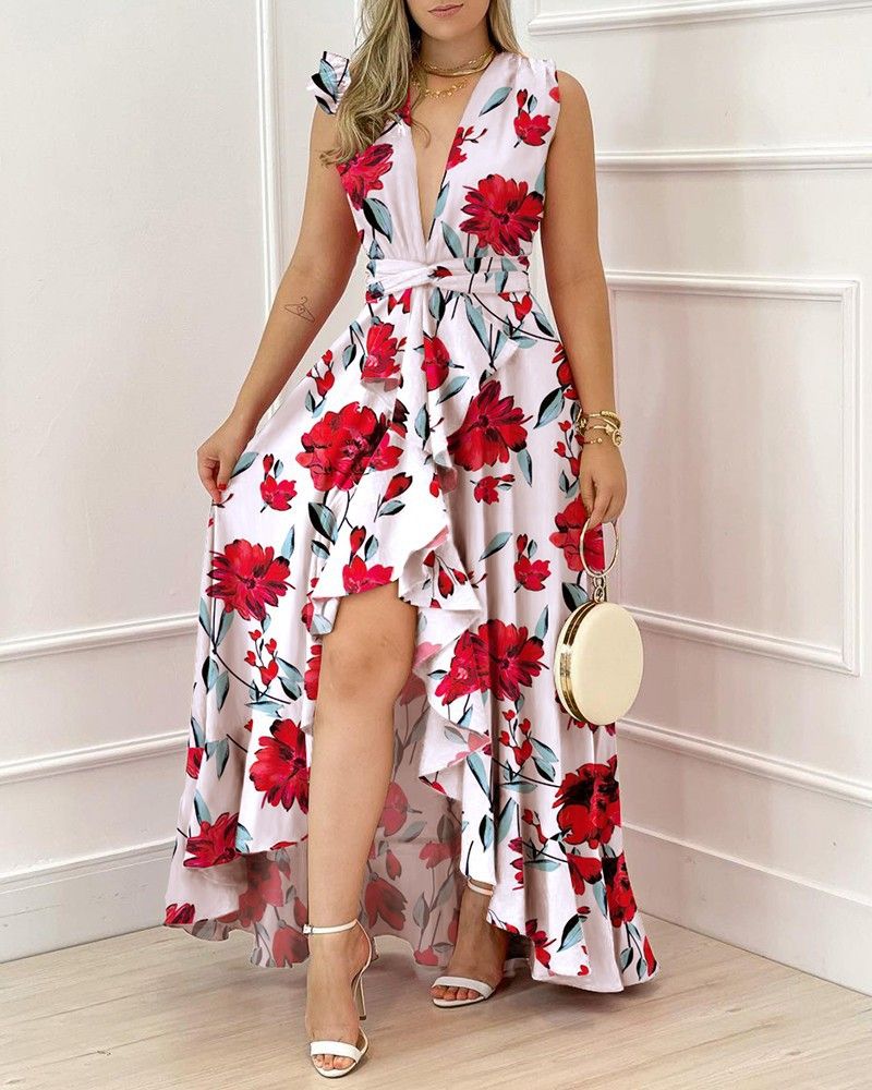 Women's Clothing Summer Temperament Commuting High Waist Design New Printed Dress_ecoleips.com
