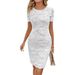 2026 Summer New Women's Round Neck Lace Fashion Short Sleeve Dress For European And American Cross-Border_ecoleips.com