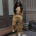 Women's Clothing Casual Commuter Hooded Zipper Sweatshirt Two Piece Set Wide Leg Hole Personality For Formal & Casual_ecoleips.com