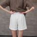 Women's Pure Linen Shorts Elastic Waist Solid Color Casual Pants Loose Fitting Spring Summer Old Fashioned Style Rolled up Hem_ecoleips.com