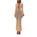 Spring Autumn New Arrival V Neck Knit Long Dress Fashion Slimming Elegant Womens Casual Formal Party Evening Midi Dress_ecoleips.com