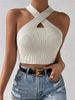 Women's Clothing New Slim Fit Cross Halter Neck Knitted Sweater Vest Top_ecoleips.com
