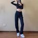 Black Slim-fit Straight-leg Jeans For Women, 2025 Spring New Style, High-waisted, Trendy, Loose Wide-leg, Elegant_ecoleips.com