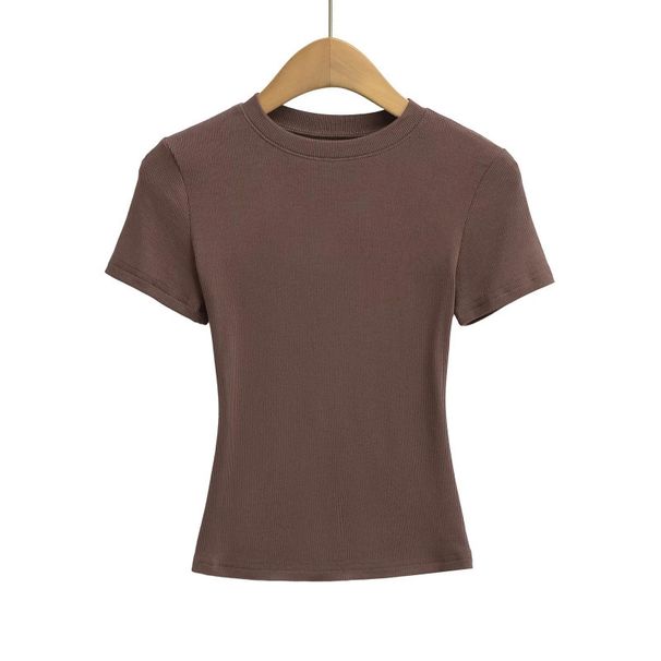 Women's Clothing Hot Girls Sexy Tight Fitting Slim Round Neck Pullover Bottoming Shirt Multi Color Short Sleeved T Shirt Tops For Women_ecoleips.com