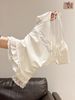 Korean Ballet Style Splice Hem Rhinestone Letter Short Sleeve Women's Summer New Slant Collar Shoulder Exposure Slim Fit Top_ecoleips.com