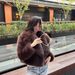 Kardashian-Inspired Faux Fur Coat Women - Short Plush Jacket With Fox Collar, Black & Brown, S/M_ecoleips.com