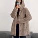 Autumn And Winter Women's Solid Color Long Sleeve Hooded Loose Plush Jacket Women's Top Wholesale_ecoleips.com