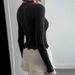 Voya Dark Gray V-neck Ribbed Long-sleeve Top With Black Lace Trim, Stylish Design, Slim-fit Base Shirt For Women,_ecoleips.com
