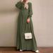 Verve 2025 Muslim Long Sleeve Solid Color Robe Spring And Autumn New Elegant Casual Plus Size Women's Dress_ecoleips.com