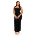 Fashion Women's Clothing Neck Hot Diamond Bubble Bead Slim Hip Dress_ecoleips.com