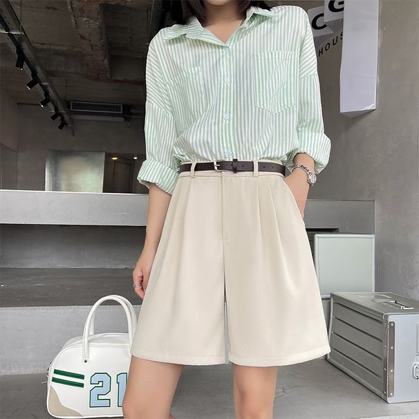 Women's High Waist Wide Leg Shorts - Summer Casual Loose Fit Stretchy Bermuda Shorts For Women, Lightweight & Breathable_ecoleips.com
