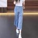 Dark Blue Straight-leg Jeans Women, New Autumn Style, Plus Size, High-waisted, Loose Fit, Slimming For Pear-shaped Body,_ecoleips.com