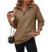 Autumn/Winter Sportswear: Long-Sleeved Hoodie With Half-Zip, Solid Color, Loose Fit_ecoleips.com