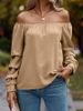 Verve 2025 Women's Fashion Autumn Winter New Off-Shoulder Knot Long Sleeve Shirt_ecoleips.com