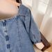 Women's Clothing 120/300 Catties Plus Size Women's Square Neck Back Zipper Denim Dress Overseas Fat People Fat Woman Clothes_ecoleips.com
