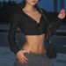 Women's Fashion 2026 Spring New Street Style Zipper Hooded Slim Fit Short Cropped Long Sleeve Top_ecoleips.com